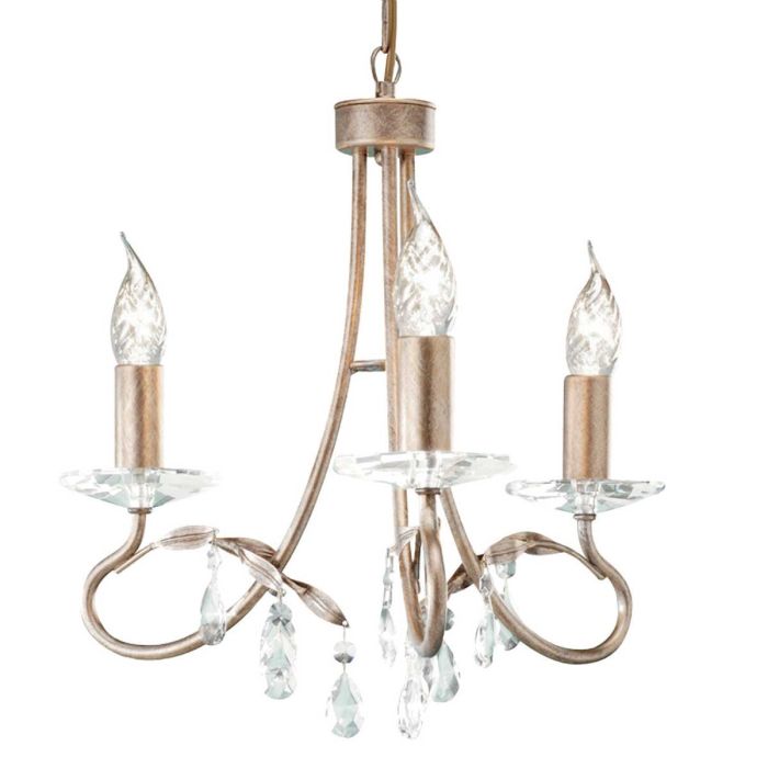 elstead lighting Christina 3 Light Chandelier - Silver/Gold Patina
