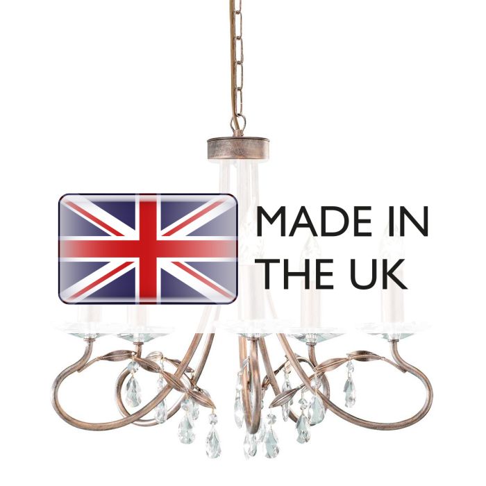 Elstead Lighting Christina 5 Light Chandelier - Silver/Gold Patina