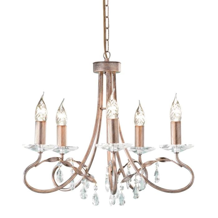 elstead lighting Christina 5 Light Chandelier - Silver/Gold Patina