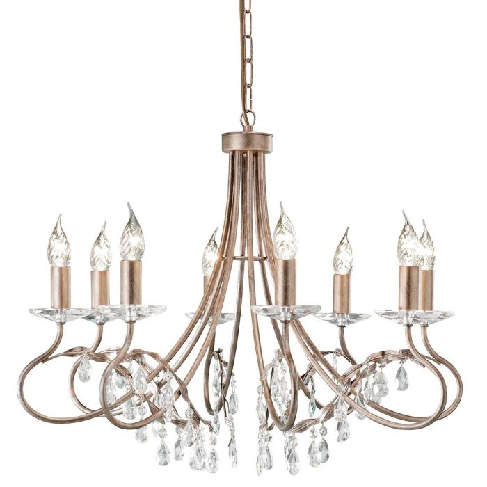 elstead lighting Christina 8 Light Chandelier - Silver/Gold Patina