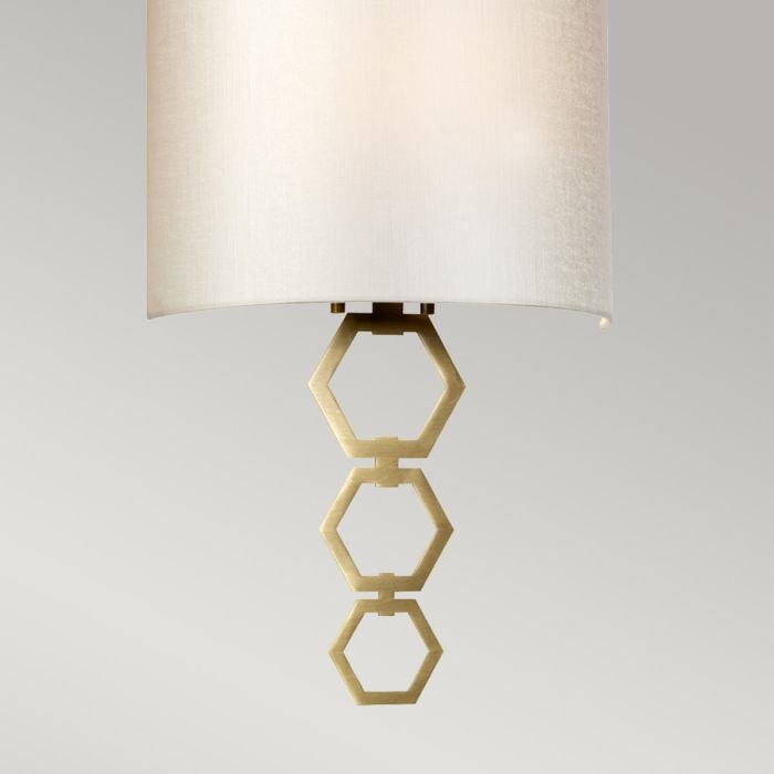 Elstead Lighting Clark Medium 1 Light Wall Light - Aged Brass With Ivory Faux Silk Shade