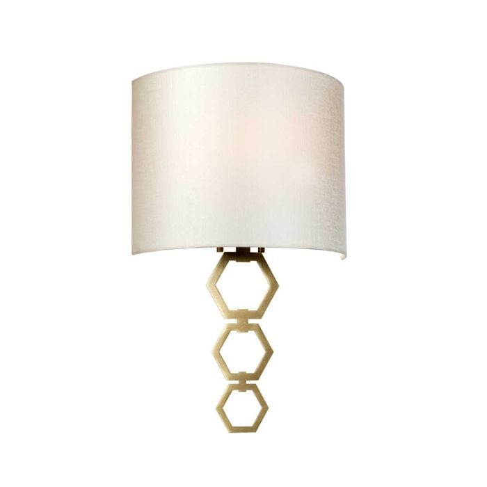 elstead lighting Clark Medium 1 Light Wall Light - Aged Brass with Ivory Faux Silk Shade