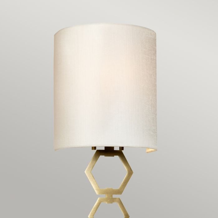 Elstead Lighting Clark Small 1 Light Wall Light - Aged Brass With Ivory Faux Silk Shade
