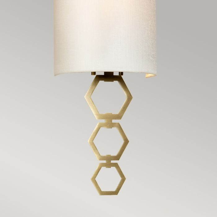 Elstead Lighting Clark Small 1 Light Wall Light - Aged Brass With Ivory Faux Silk Shade