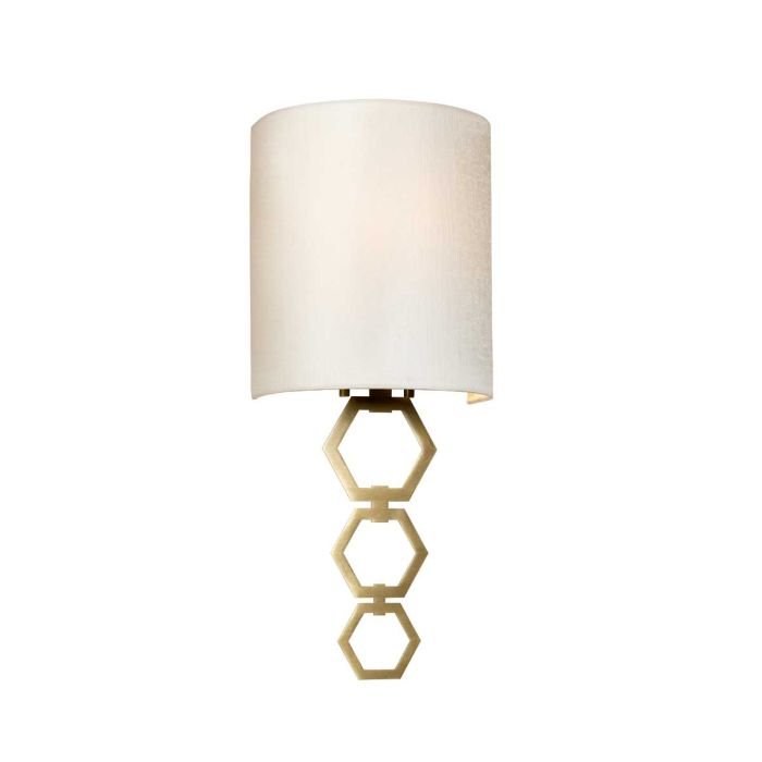 elstead lighting Clark Small 1 Light Wall Light - Aged Brass with Ivory Faux Silk Shade