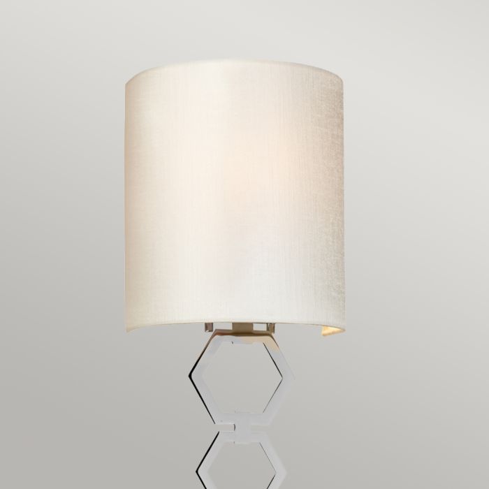Elstead Lighting Clark Small 1 Light Wall Light - Polished Chrome With Ivory Faux Silk Shade