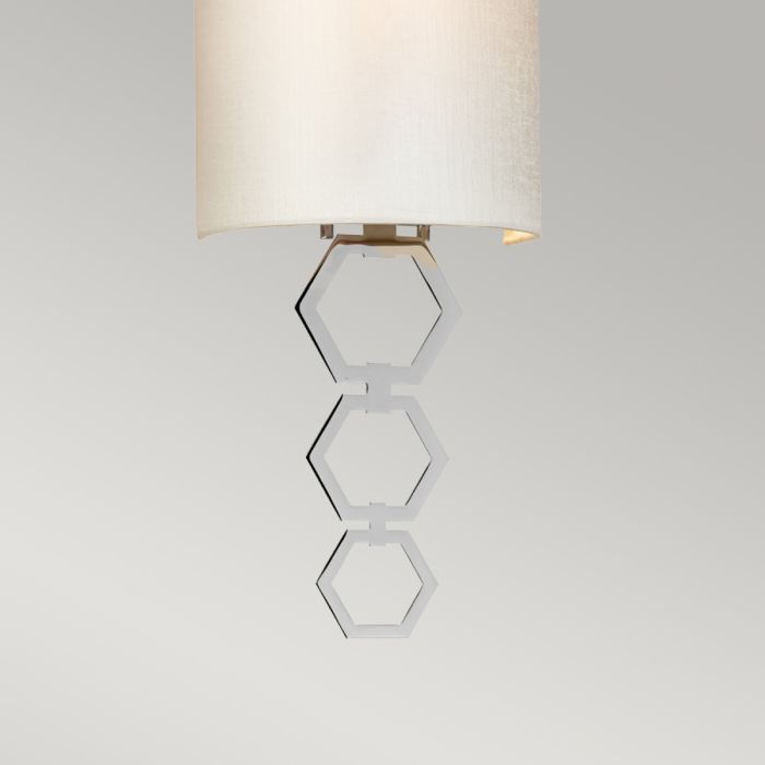 Elstead Lighting Clark Small 1 Light Wall Light - Polished Chrome With Ivory Faux Silk Shade