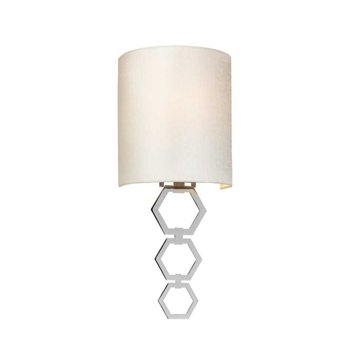elstead lighting Clark Small 1 Light Wall Light - Polished Chrome with Ivory Faux Silk Shade
