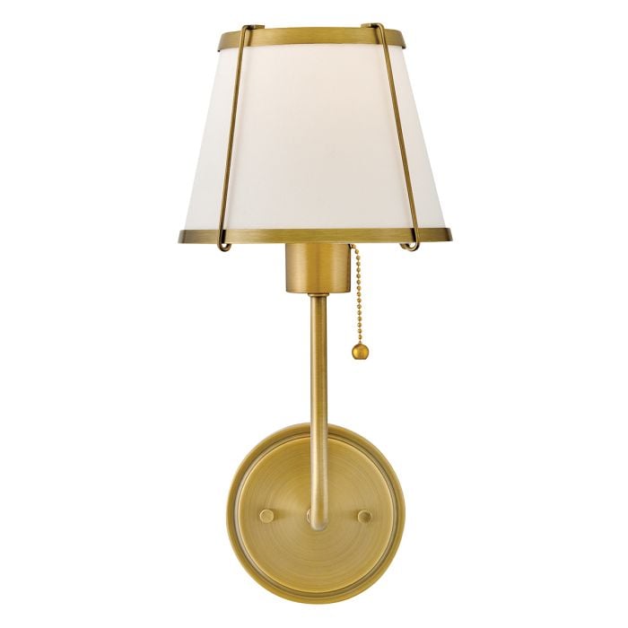 Elstead Lighting Clarke 1 Lt Wall Light With Pull Switch - Darkened Brass & Ivory Linen Shade