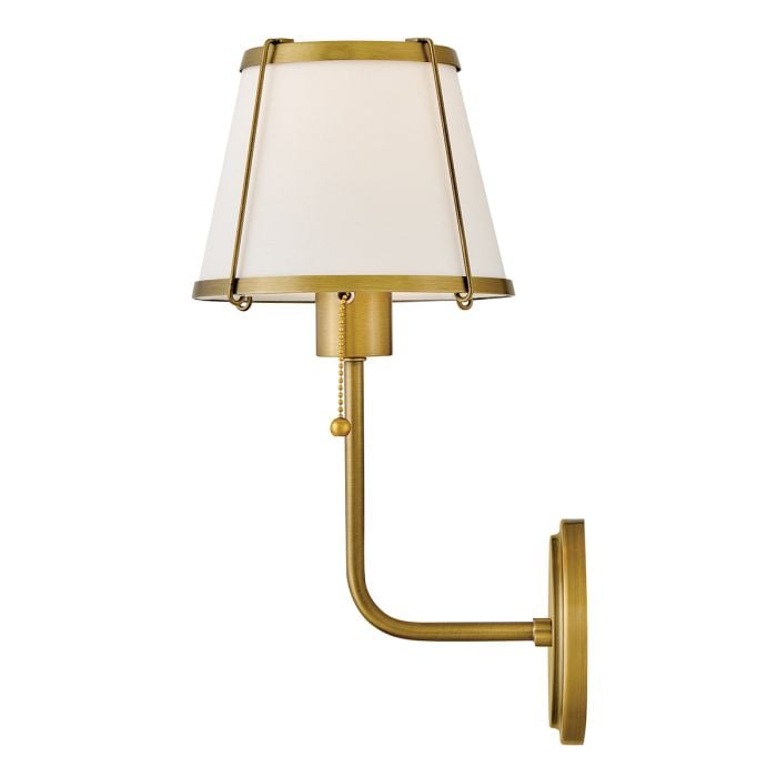 Elstead Lighting Clarke 1 Lt Wall Light With Pull Switch - Darkened Brass & Ivory Linen Shade