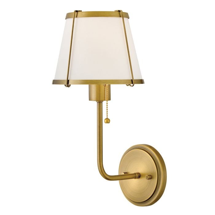 elstead lighting Clarke 1 lt Wall Light with Pull switch - Darkened Brass & Ivory Linen Shade
