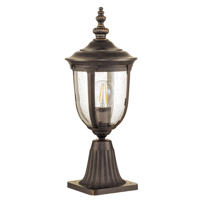 elstead lighting Cleveland 1 Light Small Pedestal Lantern - Weathered Bronze