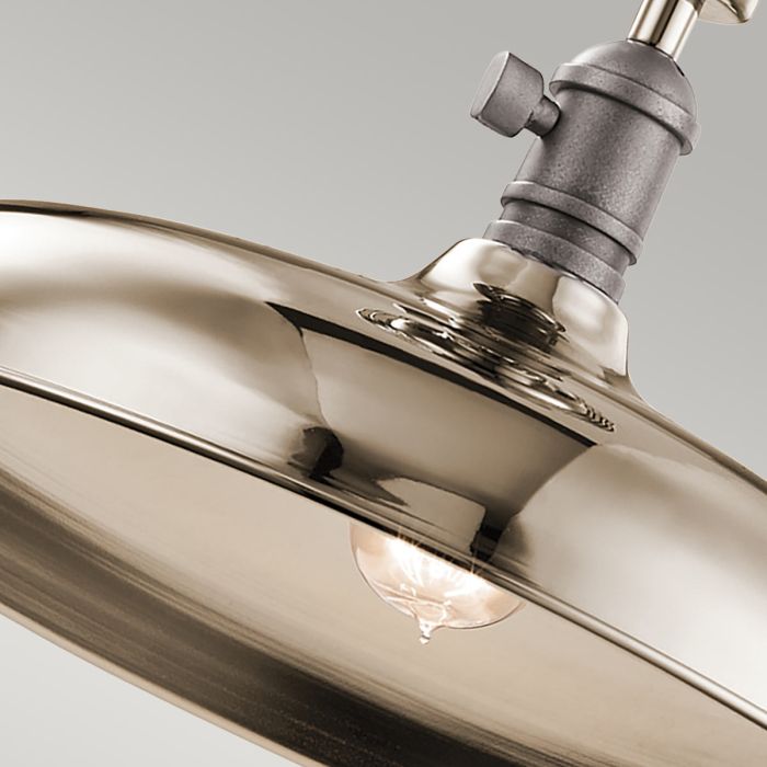 Elstead Lighting Cobson 1 Light Pendant/Semi Flush - Polished Nickel - Natural Brass