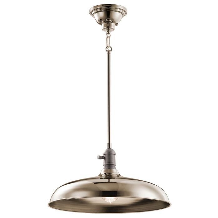 elstead lighting Cobson 1 Light Pendant/Semi Flush - Polished Nickel - Natural Brass