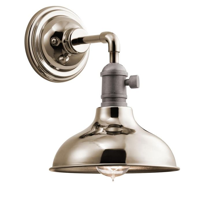 elstead lighting Cobson 1 Light Wall Light - Polished Nickel - Natural Brass