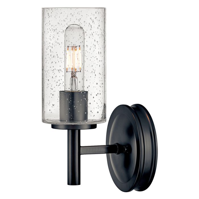 elstead lighting Collier 1 lt Wall Light with Clear Seeded glass. - Black Oxide