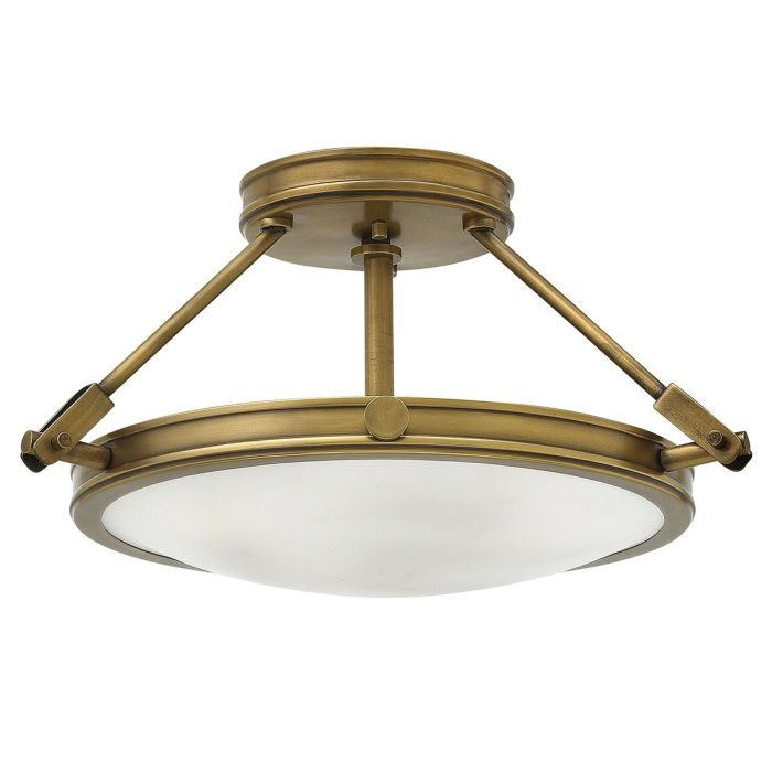 elstead lighting Collier 3 Light Semi-Flush - Heritage Brass