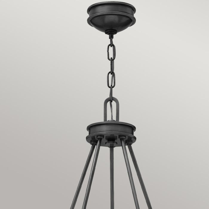 Elstead Lighting Collier 5 Lt Chandelier With Clear Seeded Glass On Arms And Off-white Centre Glass - Black Oxide