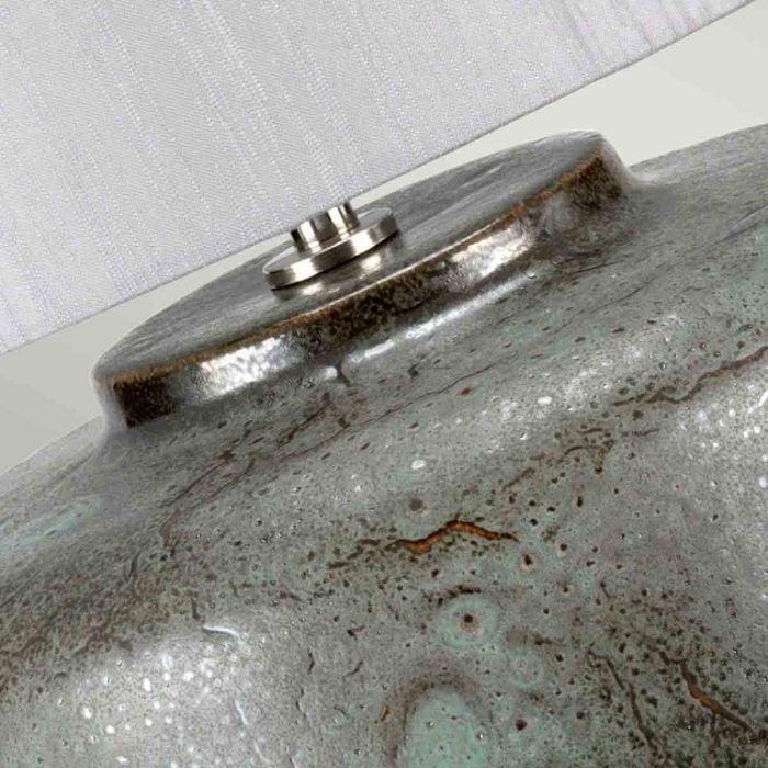 Elstead Lighting Columbus 1 Light Table Lamp - Aged Verdigris With Light Grey Shade