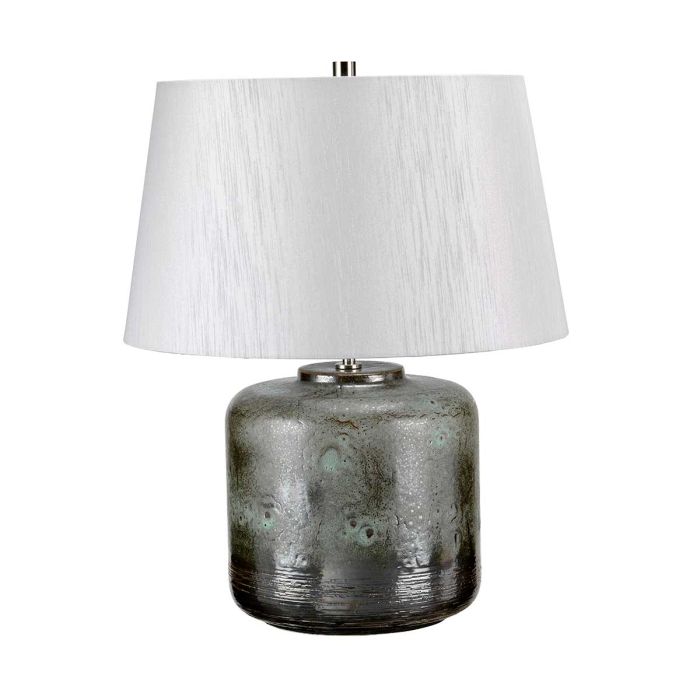 elstead lighting Columbus 1 Light Table Lamp - Aged Verdigris with Light Grey Shade