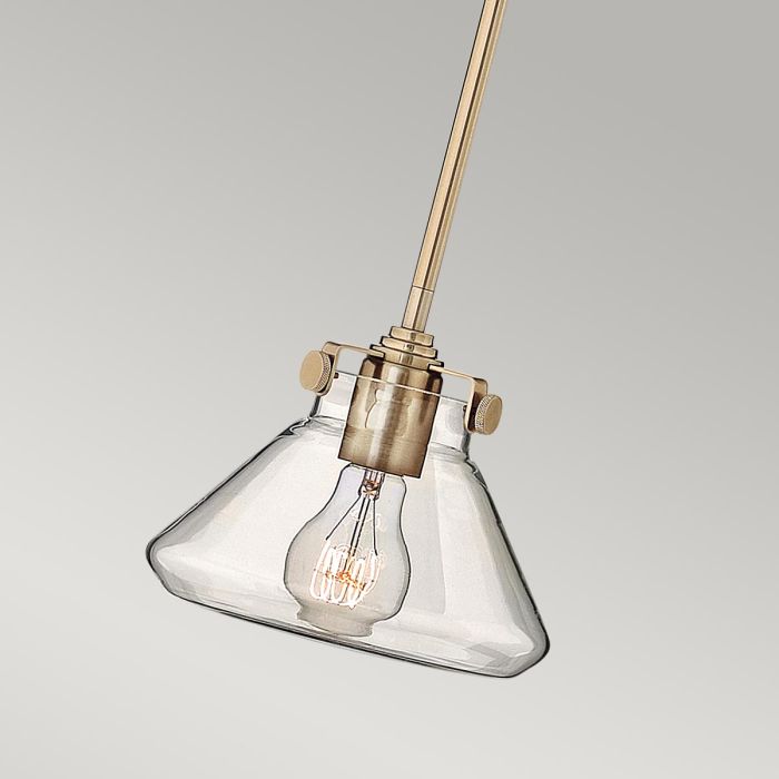Elstead Lighting Congress 1 Light Clear Glass Pendant - Brushed Caramel