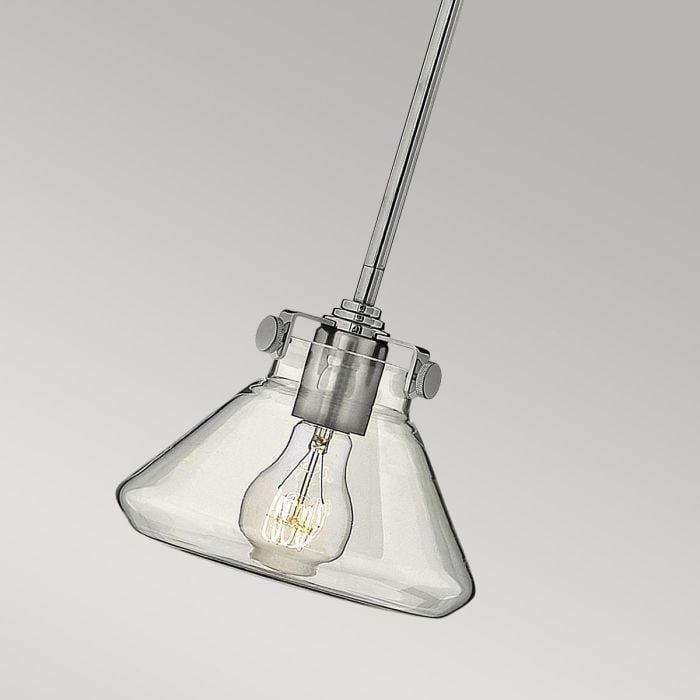 Elstead Lighting Congress 1 Light Clear Glass Pendant - Chrome