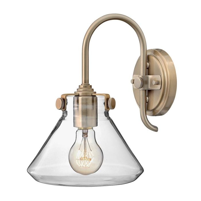 elstead lighting Congress 1 Light Clear Glass Wall Light - Brushed Caramel
