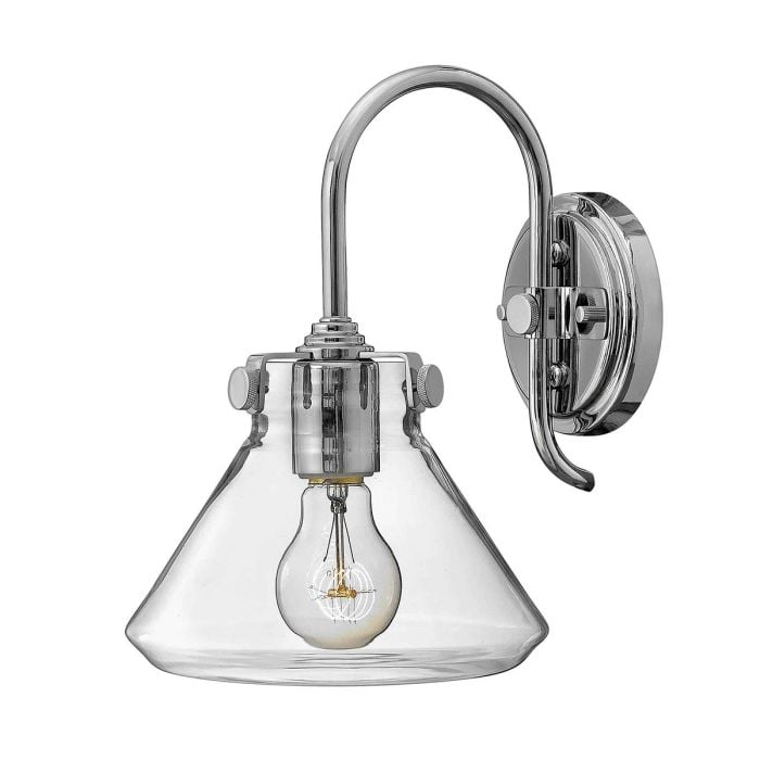 elstead lighting Congress 1 Light Clear Glass Wall Light - Chrome
