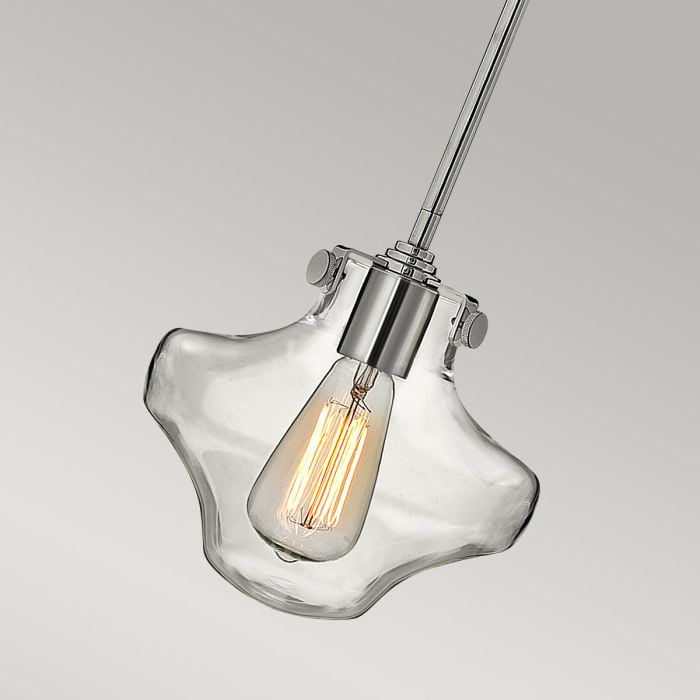 Elstead Lighting Congress 1 Light Clear Tiered Glass Pendant - Chrome