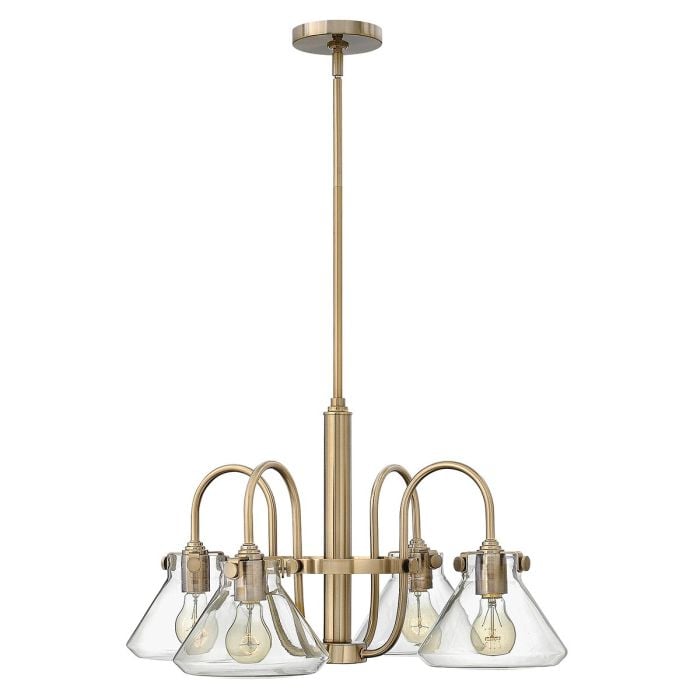 elstead lighting Congress 4 Light Clear Glass Chandelier - Brushed Caramel