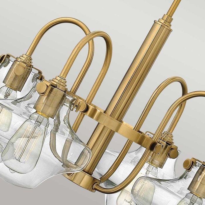 Elstead Lighting Congress 4 Light Clear Tiered Glass Chandelier - Brushed Caramel
