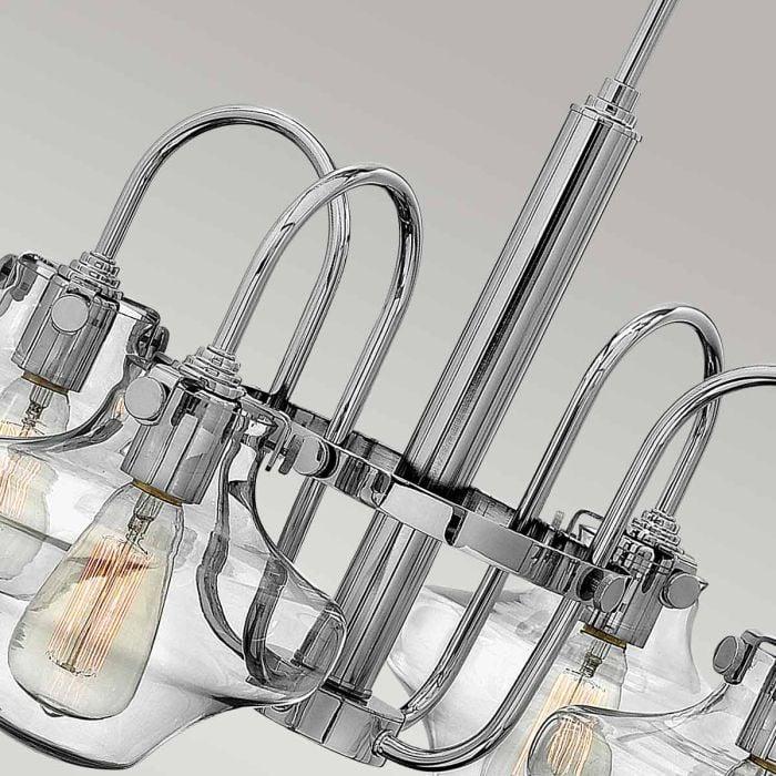 Elstead Lighting Congress 4 Light Clear Tiered Glass Chandelier - Chrome
