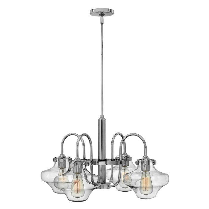 elstead lighting Congress 4 Light Clear Tiered Glass Chandelier - Chrome