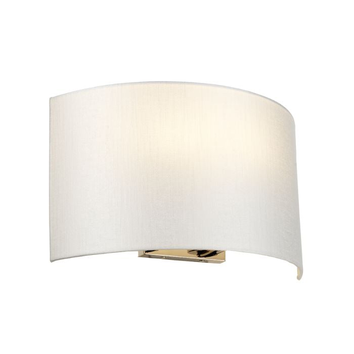 elstead lighting Cooper Large Curved Wall Light with Polished Chrome Back Plate with Ivory Shade