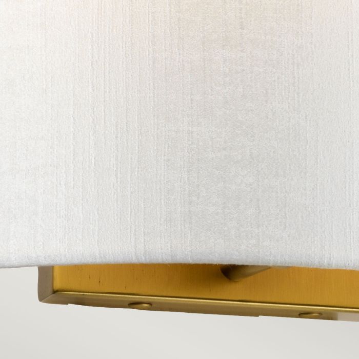 Elstead Lighting Cooper Medium Curved Wall Light With Aged Brass Back Plate With Ivory Shade