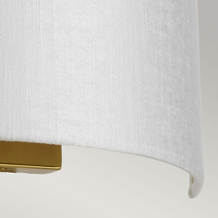 Elstead Lighting Cooper Medium Curved Wall Light With Aged Brass Back Plate With Ivory Shade