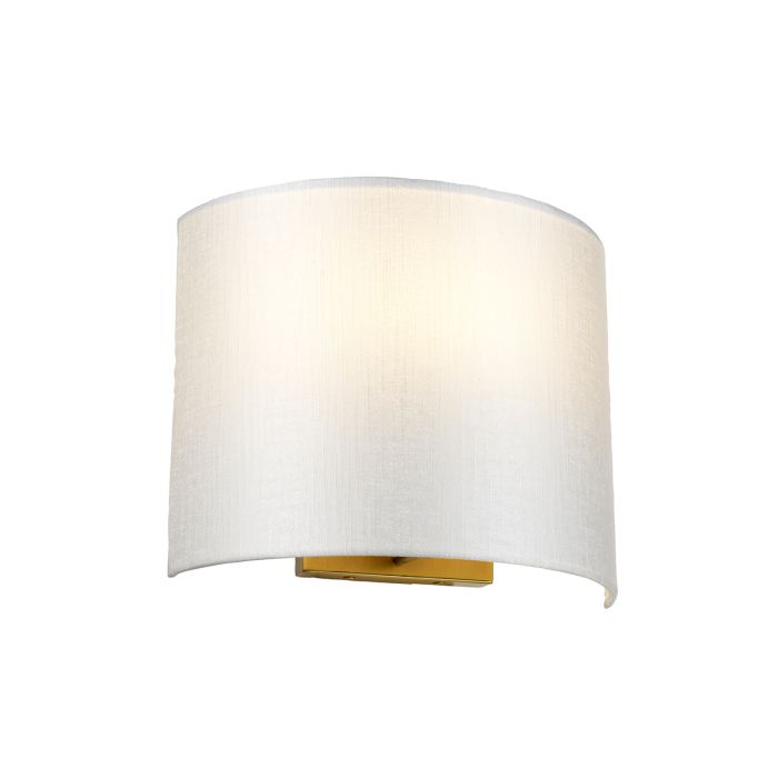 elstead lighting Cooper Medium Curved Wall Light with Aged Brass Back Plate with Ivory Shade