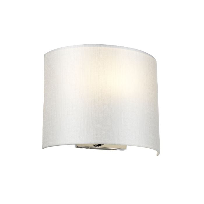 elstead lighting Cooper Medium Curved Wall Light with Polished Chrome Back Plate with Ivory Shade