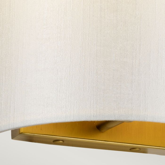 Elstead Lighting Cooper Small Curved Wall Light With Aged Brass Back Plate With Ivory Shade