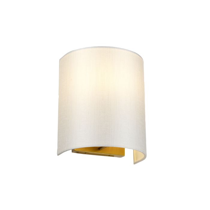 elstead lighting Cooper Small Curved Wall Light with Aged Brass Back Plate with Ivory Shade