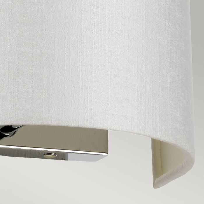 Elstead Lighting Cooper Small Curved Wall Light With Polished Chrome Back Plate With Ivory Shade