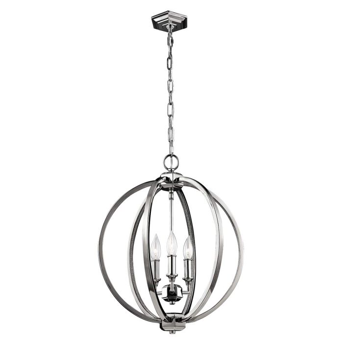elstead lighting Corinne 3 Light Medium Pendant - Polished Nickel Crystals