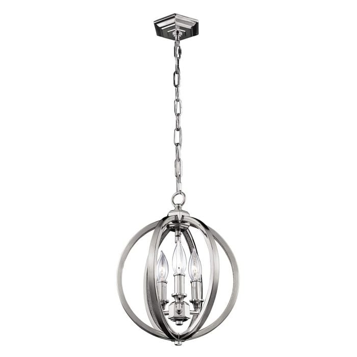 Elstead Lighting Corinne 3 Light Small Pendant - Polished Nickel Crystals