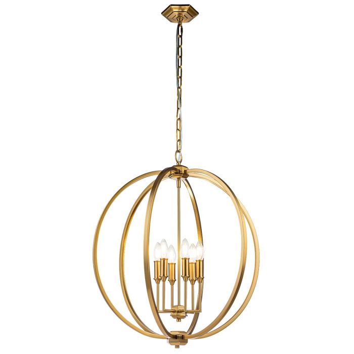 elstead lighting Corinne 6 Light Pendant - Burnished Brass