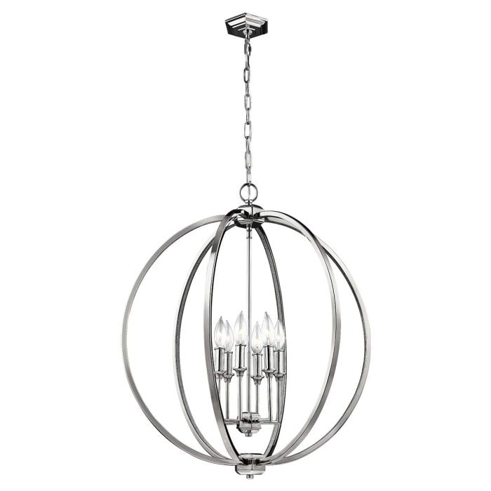 elstead lighting Corinne 6 Light Pendant - Polished Nickel Crystals