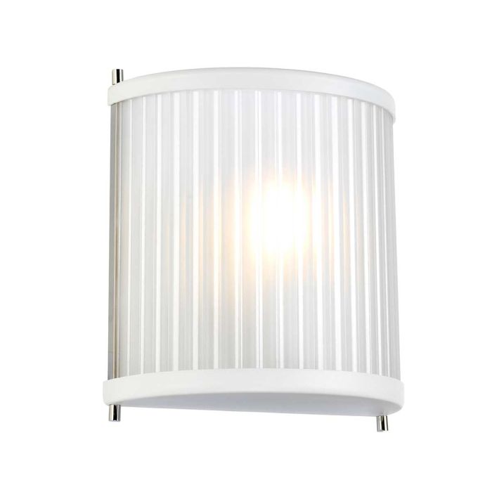 elstead lighting Corona 1 Light Wall Light - White Satin Painted/ Polished Nickel
