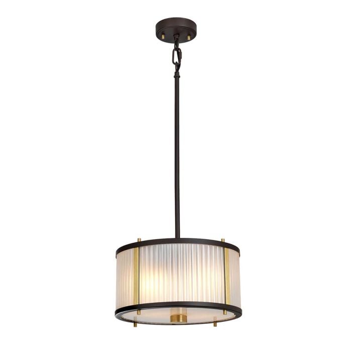 elstead lighting Corona 2 Light Pendant - Museum Bronze Dark Brown Painted/ Aged Brass