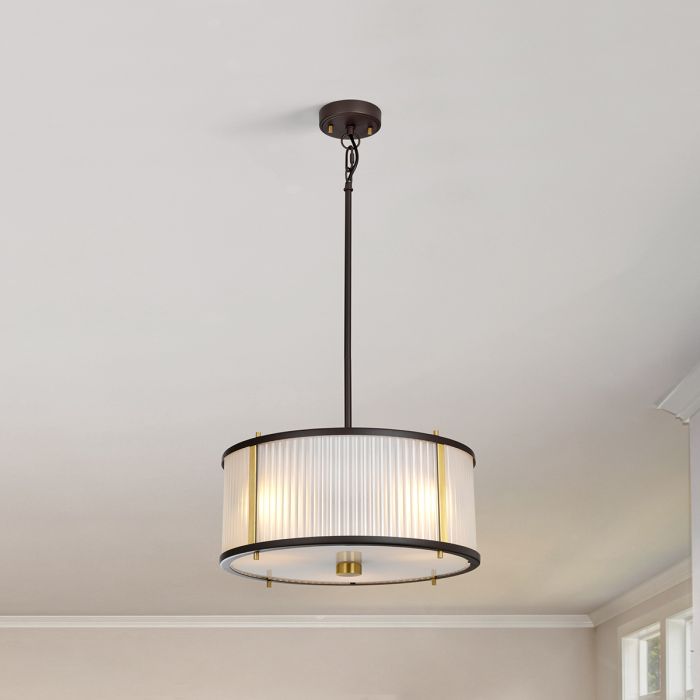 Elstead Lighting Corona 3 Light Pendant - Museum Bronze Dark Brown Painted/ Aged Brass