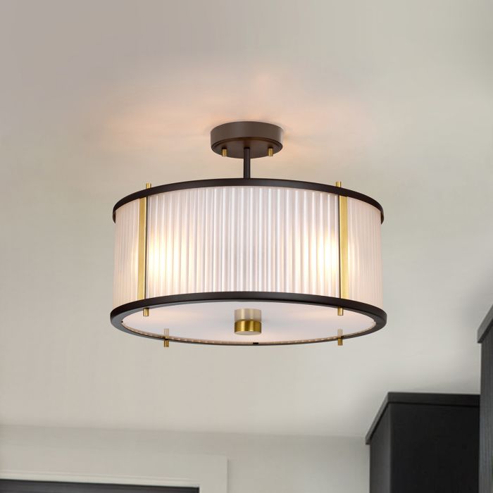 Elstead Lighting Corona 3 Light Pendant - Museum Bronze Dark Brown Painted/ Aged Brass