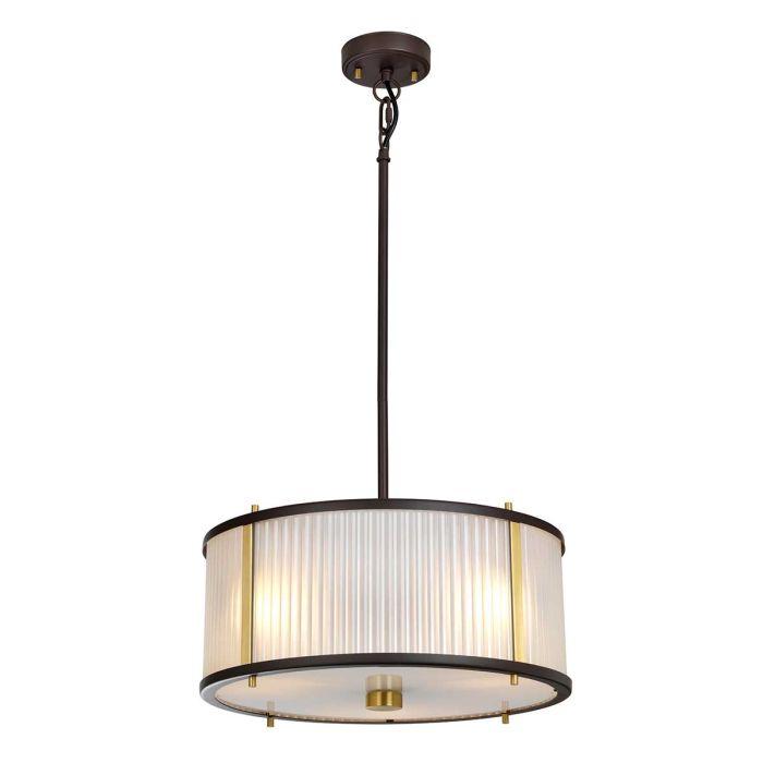 Elstead Lighting Corona 3 Light Pendant - Museum Bronze Dark Brown Painted/ Aged Brass